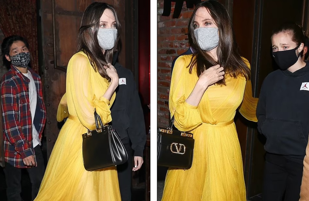 Angelina Jolie mặc váy vàng rực đi ăn mừng sinh nhật cùng 6 người con - 1 Angelina Jolie mặc váy vàng rực đi ăn mừng sinh nhật cùng 6 người con - 1