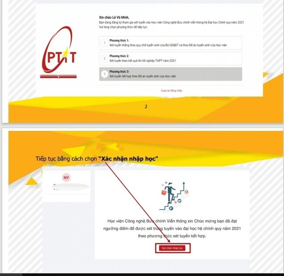 Học viện Công nghệ BCVT: Thí sinh nhập học bằng hình thức trực tuyến - 3 Học viện Công nghệ BCVT: Thí sinh nhập học bằng hình thức trực tuyến - 3