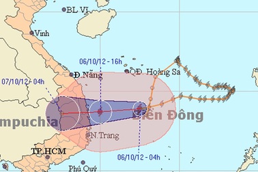 Chiều nay bão vào vùng biển các tỉnh Bình Định - Phú Yên