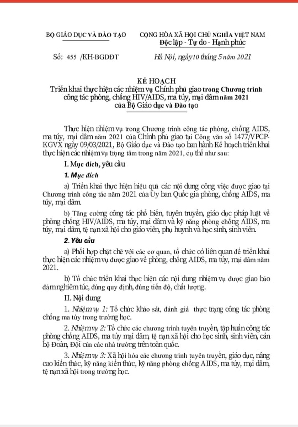 Bộ GDĐT giải thích nội dung sốc: Phối hợp thí điểm thử ma túy cho HS,SV - 1 Bộ GDĐT giải thích nội dung sốc: Phối hợp thí điểm thử ma túy cho HS,SV - 1