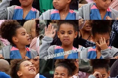 Biểu cảm đáng yêu của con gái Beyonce khi xem bố mẹ trình diễn