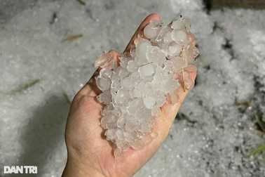 Mưa đá xuất hiện ở Điện Biên, quật gẫy cây, gây ngập úng