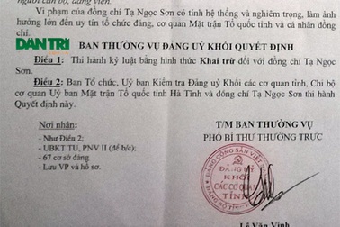 Khai trừ khỏi Đảng kế toán UBMTTQ tỉnh Hà Tĩnh