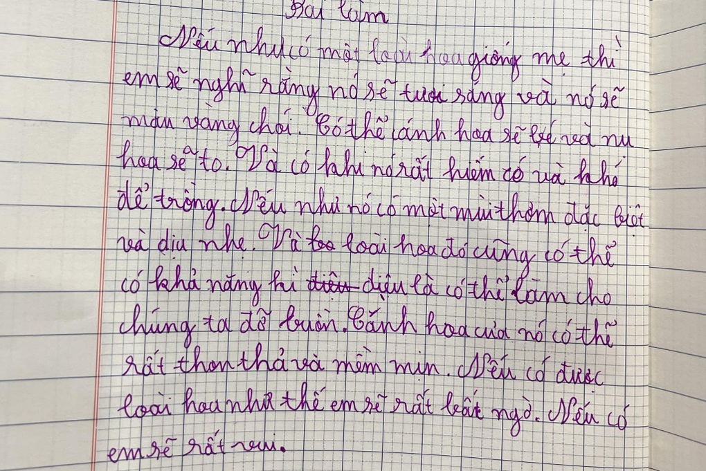 Con trai lớp 3 làm văn tả mẹ là loài hoa hiếm có, khó trồng - 1 Con trai lớp 3 làm văn tả mẹ là loài hoa hiếm có, khó trồng - 1
