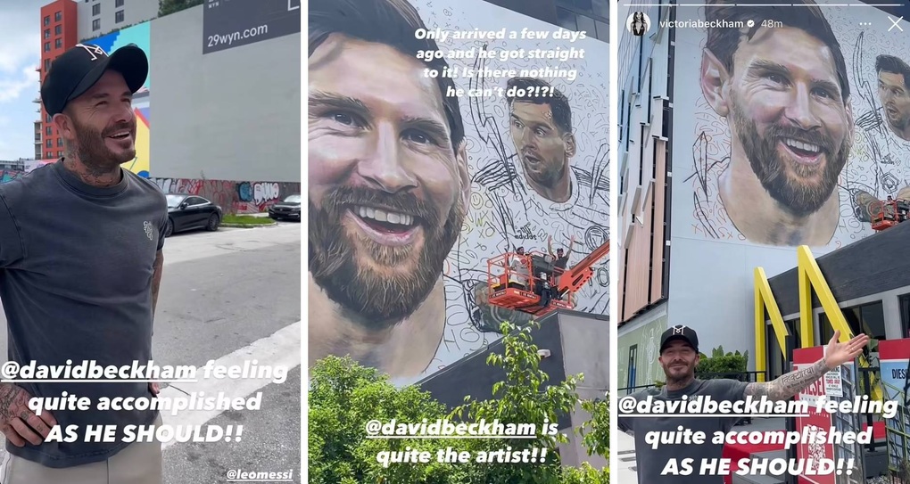 David Beckham tự tay thực hiện bức tranh tường chào đón Messi - 1 David Beckham tự tay thực hiện bức tranh tường chào đón Messi - 1