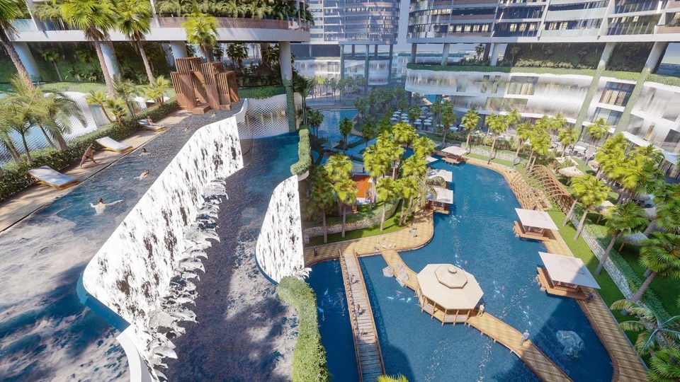 Tổ hợp resort hơn 1 tỷ USD có sông nhân tạo, thác nước và vườn nhiệt đới tiếp cận thềm căn hộ tại quận 7 - 5 Tổ hợp resort hơn 1 tỷ USD có sông nhân tạo, thác nước và vườn nhiệt đới tiếp cận thềm căn hộ tại quận 7 - 5
