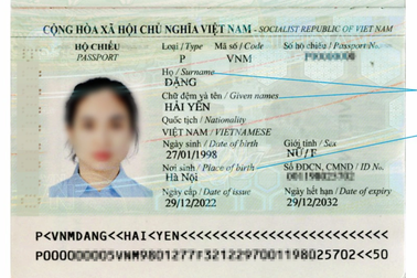 Từ 1/1/2023, hộ chiếu tách "họ", "chữ đệm và tên" thành 2 dòng