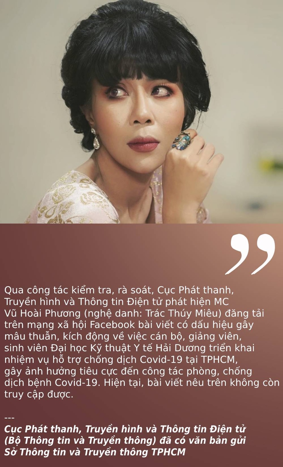 Xử lý những lùm xùm xung quanh đăng tải của MC Trác Thúy Miêu - 1 Xử lý những lùm xùm xung quanh đăng tải của MC Trác Thúy Miêu - 1
