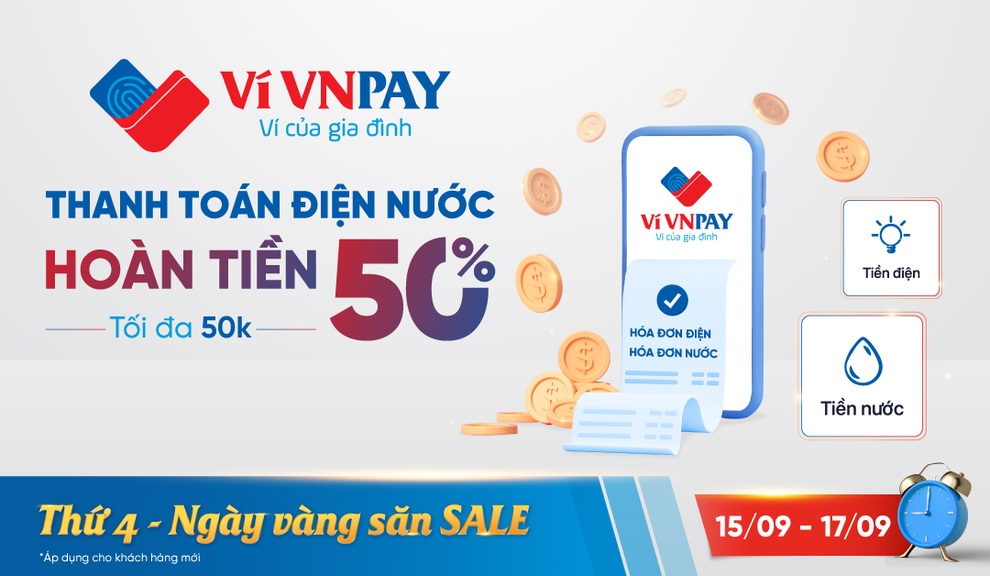 Ví VNPAY giúp giảm bớt gánh nặng mùa dịch khi hoàn tới 50% hóa đơn điện, nước - 2 Ví VNPAY giúp giảm bớt gánh nặng mùa dịch khi hoàn tới 50% hóa đơn điện, nước - 2