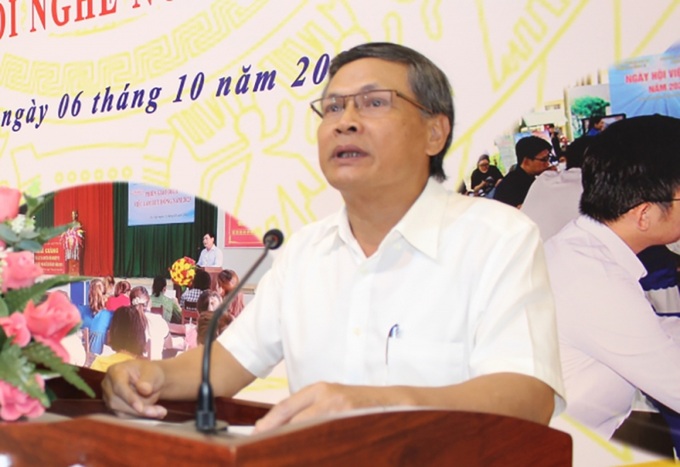 Ông Ngô Xuân Liễu, Giám đốc Trung tâm Quốc gia về Dịch vụ việc làm (Cục Việc làm) phát biểu tại Hội chợ việc làm