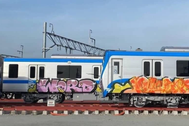 Hai toa tàu metro số 1 Bến Thành - Suối Tiên bị vẽ bậy