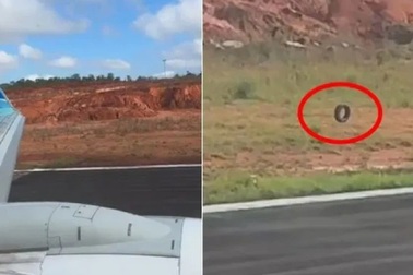 Máy bay vừa hạ cánh, khách hú vía phát hiện lốp bị rụng