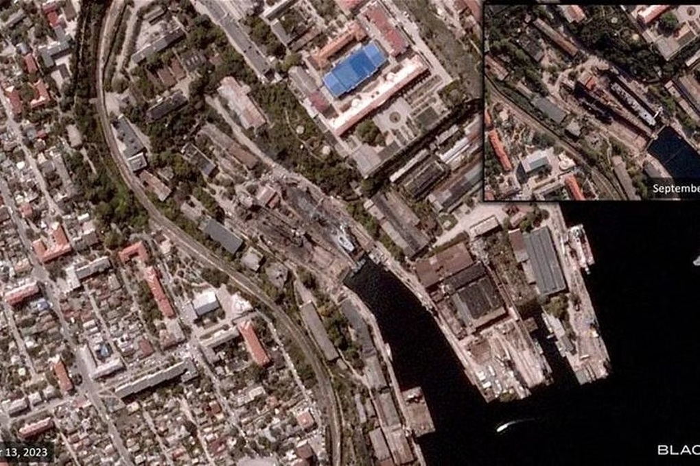 Ảnh vệ tinh tàu ngầm Nga trúng tên lửa Ukraine - 1 Ảnh vệ tinh tàu ngầm Nga trúng tên lửa Ukraine - 1
