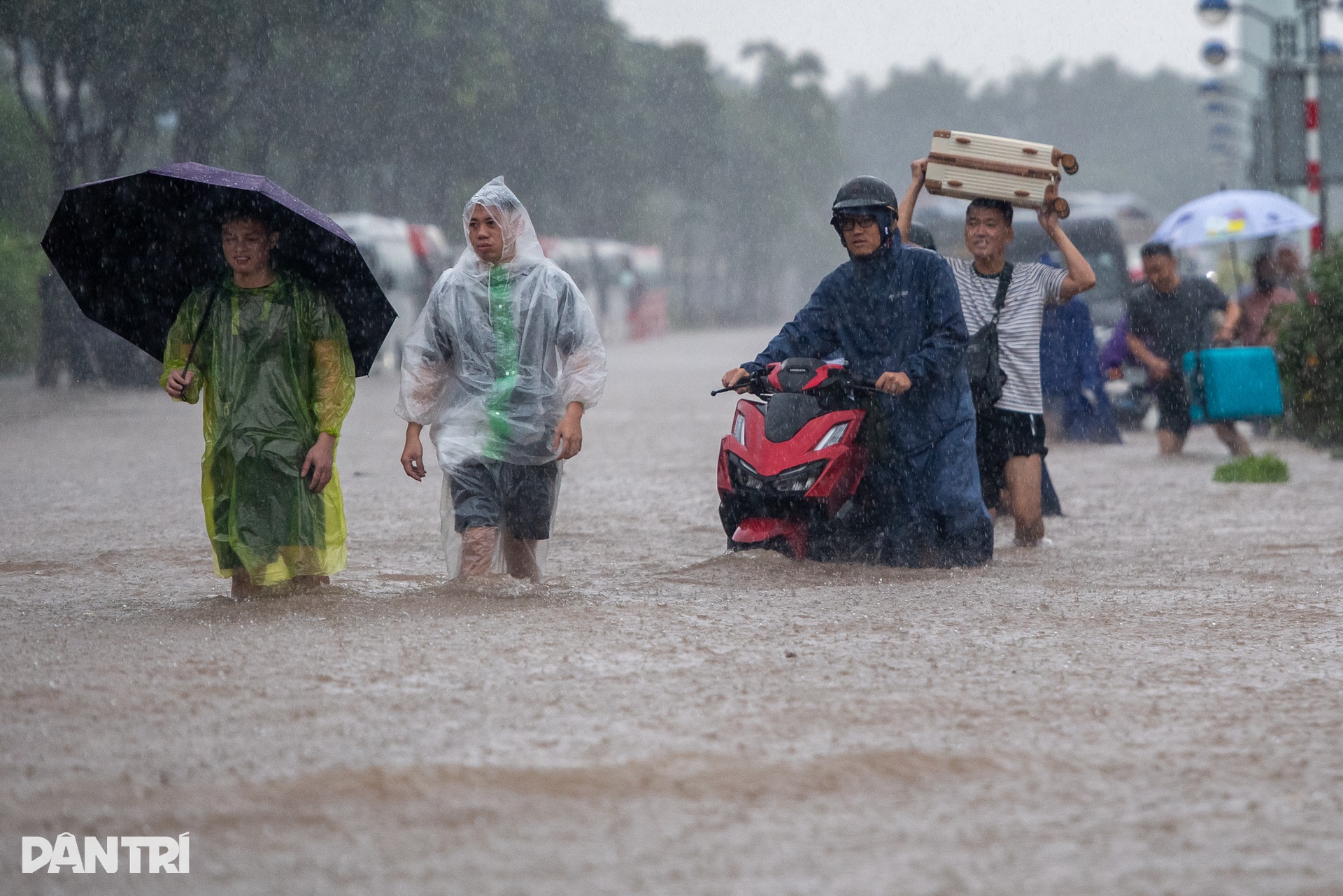 Hà Nội mưa lớn từ sáng sớm, phố phường ngập sâu, xe cộ chết máy hàng loạt - 14 Hà Nội mưa lớn từ sáng sớm, phố phường ngập sâu, xe cộ chết máy hàng loạt - 14