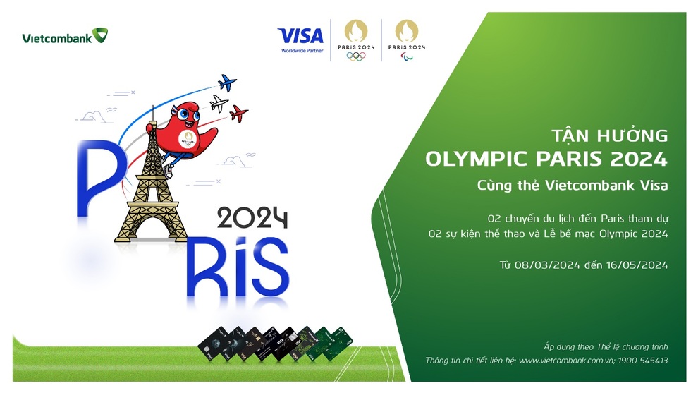 Nhận chuyến đi Pháp 5 ngày 4 đêm xem Olympic 2024 cùng thẻ Vietcombank Visa - 1 Nhận chuyến đi Pháp 5 ngày 4 đêm xem Olympic 2024 cùng thẻ Vietcombank Visa - 1