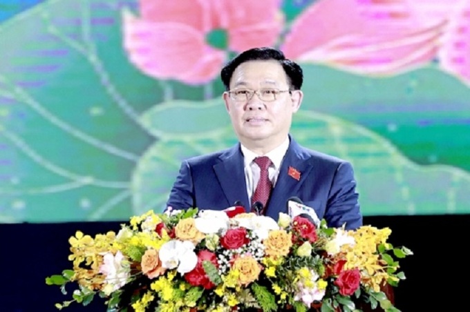 Chủ tịch Quốc hội Vương Đình Huệ, phát biểu tại buổi lễ.
