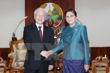 Tổng Bí thư Nguyễn Phú Trọng hội kiến Chủ tịch Quốc hội Lào