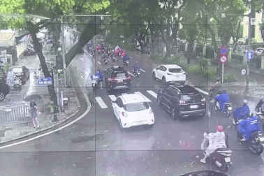 Người đàn ông thoát chết gang tấc khi cây bật gốc đè trúng ô tô ở Hà Nội