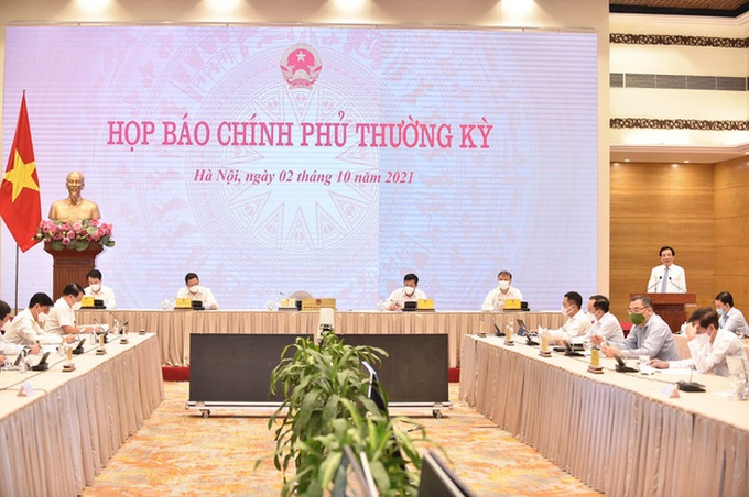 Quang cảnh họp báo Chính phủ thường kỳ tháng 9. Ảnh: Nguyên Phúc.