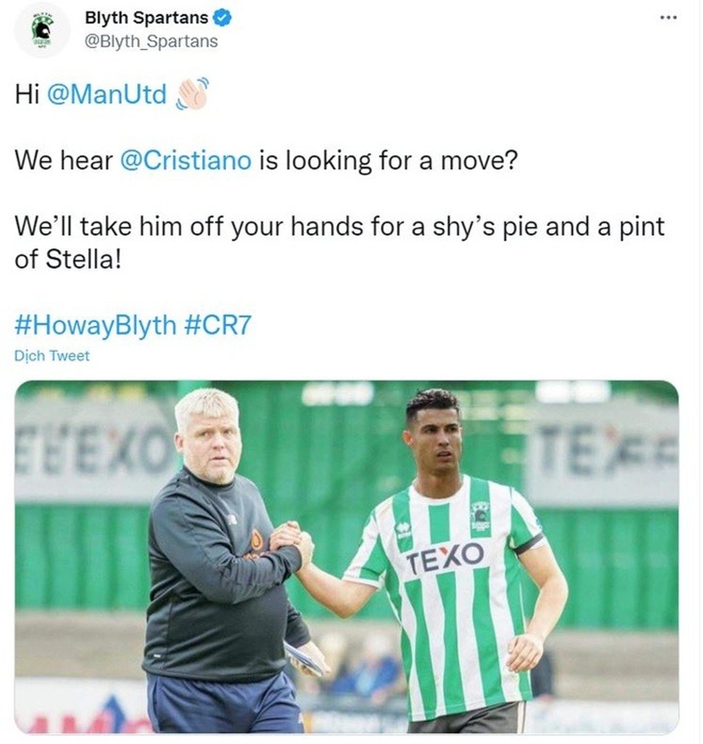 Đội hạng 6 ở Anh muốn mua C.Ronaldo bằng bánh và bia - 1 Đội hạng 6 ở Anh muốn mua C.Ronaldo bằng bánh và bia - 1
