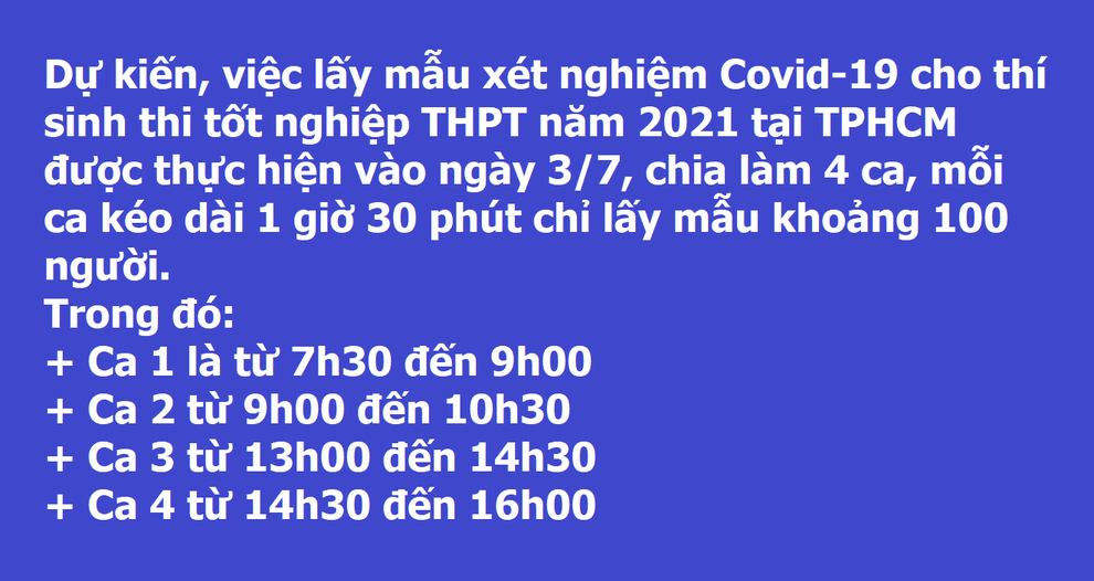 Thi tốt nghiệp ở TPHCM: Xét nghiệm Covid-19 cho 110.000 thí sinh, giáo viên - 2 Thi tốt nghiệp ở TPHCM: Xét nghiệm Covid-19 cho 110.000 thí sinh, giáo viên - 2