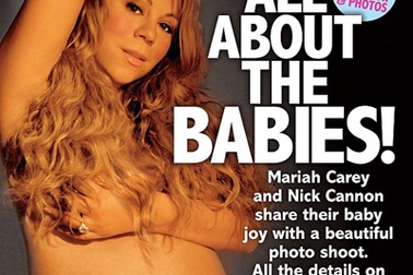 Mariah Carey khoe bụng bầu trên báo