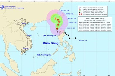 Bão số 2 đang di chuyển sang phía Trung Quốc