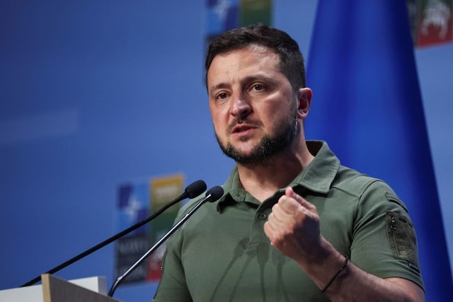 Tổng thống Ukraine Volodymyr Zelensky tại Hội nghị thượng đỉnh NATO ở Vilnius, Lithuania ngày 12/7/2023 (Ảnh: Reuters).