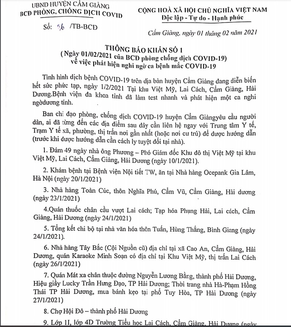 Thêm ca nghi mắc Covid-19, Hải Dương cách ly hơn 100 học sinh - 2 Thêm ca nghi mắc Covid-19, Hải Dương cách ly hơn 100 học sinh - 2