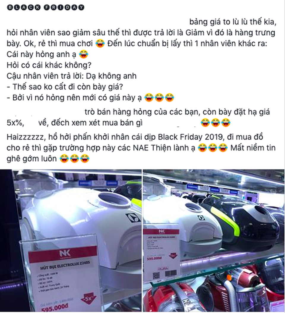 Black Friday: Hàng trưng bày đã hỏng, vẫn treo giảm giá sâu bán cho khách - 1 Black Friday: Hàng trưng bày đã hỏng, vẫn treo giảm giá sâu bán cho khách - 1