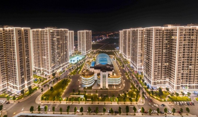 Toàn cảnh phân khu Sapphire 2 – Vinhomes Ocean Park về đêm.