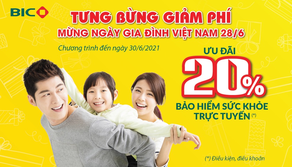 BIC giảm 20% phí bảo hiểm sức khỏe