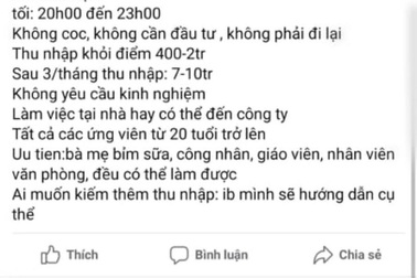 Thực hư tuyển nhân viên lương 10 triệu đồng/tháng