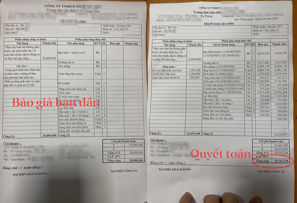 Đi sửa ô tô, nhận hoá đơn thanh toán “sốc” - 1 Đi sửa ô tô, nhận hoá đơn thanh toán “sốc” - 1