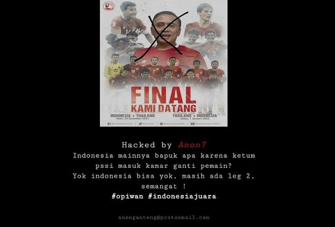 Đội nhà thua đậm, trang chủ Liên đoàn bóng đá Indonesia bị hacker tấn công - 1 Đội nhà thua đậm, trang chủ Liên đoàn bóng đá Indonesia bị hacker tấn công - 1