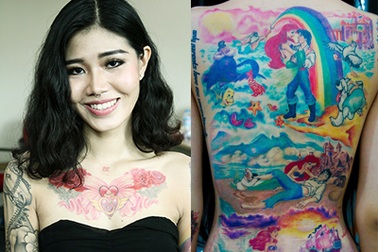 Cô gái Việt sở hữu loạt hình xăm nhân vật phim hoạt hình Disney
