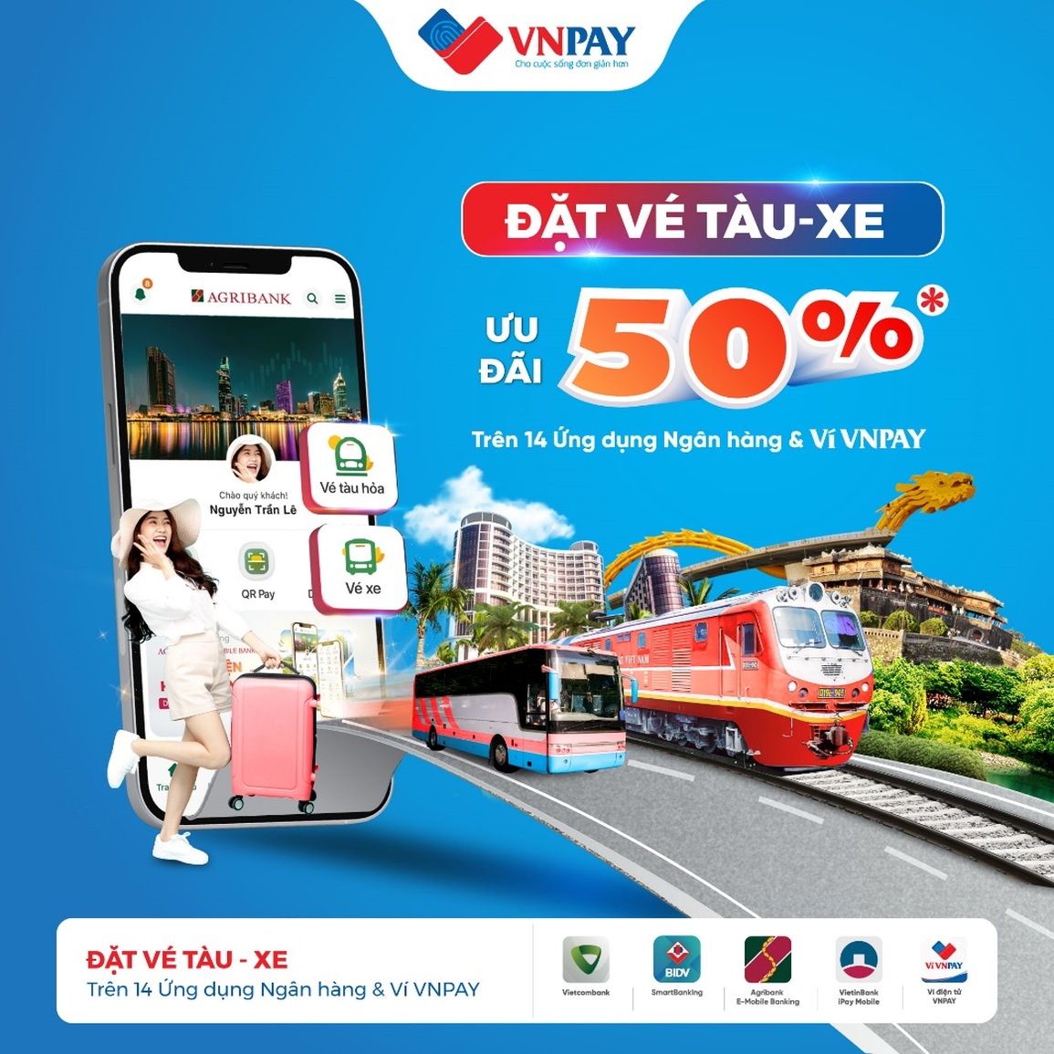 Nhiều ngân hàng và ví VNPAY ưu đãi 50%, dễ dàng đặt vé tàu hỏa, xe khách - 1 Nhiều ngân hàng và ví VNPAY ưu đãi 50%, dễ dàng đặt vé tàu hỏa, xe khách - 1