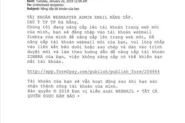Cảnh báo email lừa đảo tấn công hộp thư công vụ của Đà Nẵng