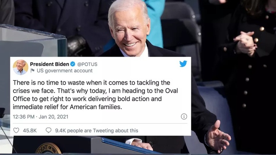 Dòng tweet đầu tiên của ông Biden khi làm Tổng thống Mỹ khác gì ông Trump? - 1 Dòng tweet đầu tiên của ông Biden khi làm Tổng thống Mỹ khác gì ông Trump? - 1