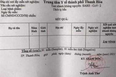 Gần 1.800 giấy xét nghiệm âm tính "khuyết danh"