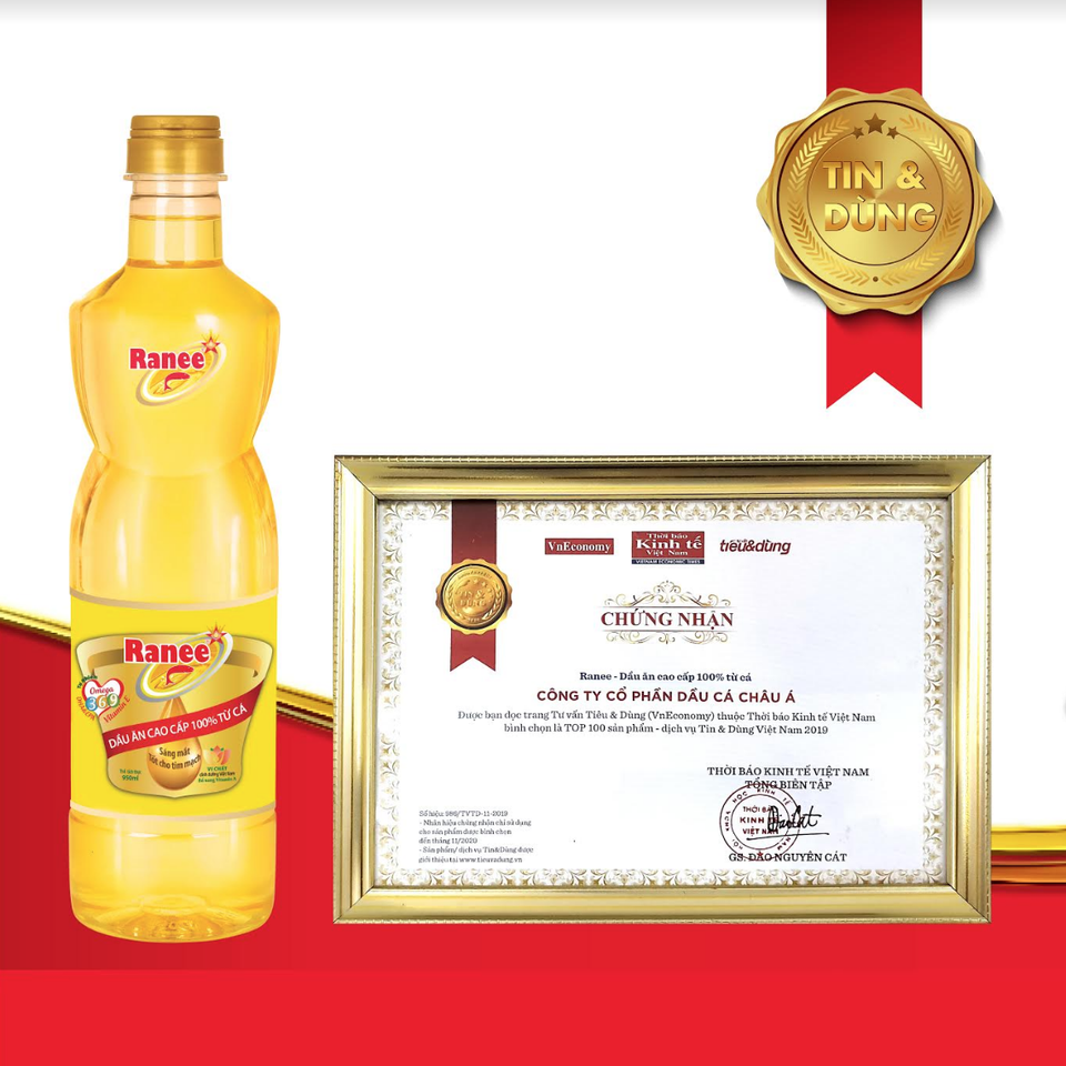 Ranee - Dầu ăn 100% từ cá vào top 100 sản phẩm/dịch vụ Tin và Dùng năm 2019 - 1 Ranee - Dầu ăn 100% từ cá vào top 100 sản phẩm/dịch vụ Tin và Dùng năm 2019 - 1