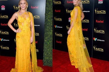 Emily Blunt lộng lẫy với váy vàng
