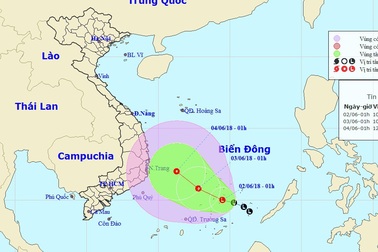 Vùng áp thấp gây mưa giông trên Biển Đông
