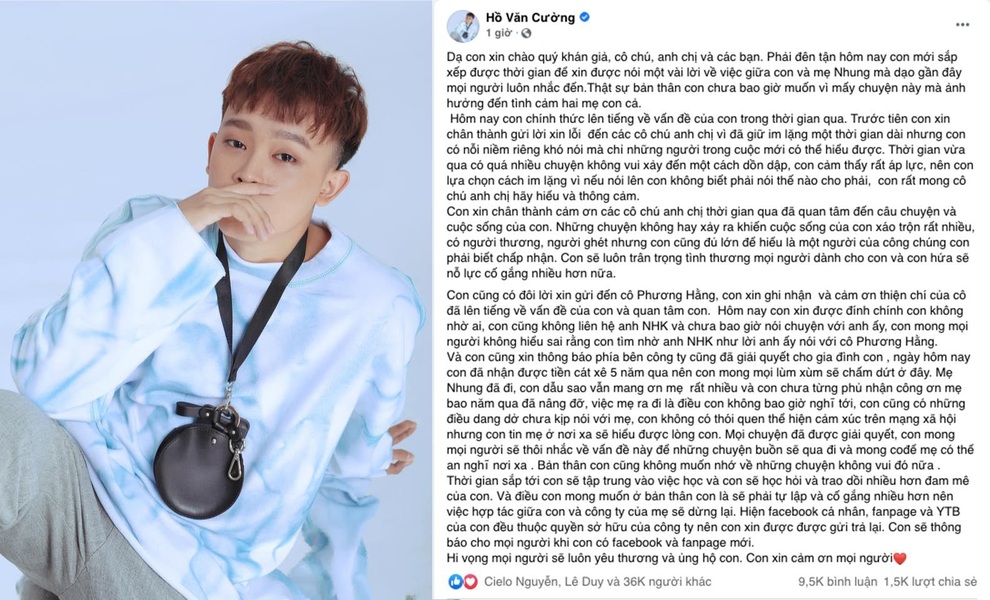 Hồ Văn Cường dừng hợp tác, trả lại kênh YouTube cho công ty Phi Nhung - 1 Hồ Văn Cường dừng hợp tác, trả lại kênh YouTube cho công ty Phi Nhung - 1