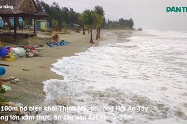Sóng biển gây sạt lở rất nặng bờ biển Hội An