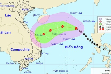 Bão số 13 đang tiến gần Quần đảo Hoàng Sa