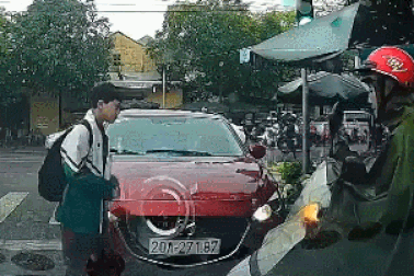 Nữ tài xế thản nhiên dừng xe ngược chiều để... mua rau