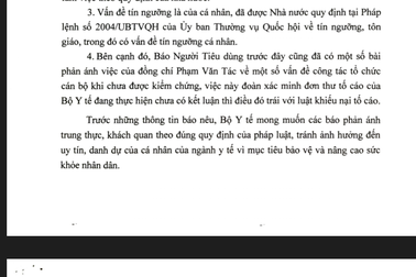 Bộ Y tế lên tiếng việc Vụ trưởng bị tố hầu đồng xin thăng quan tiến chức