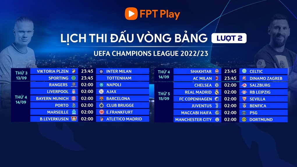 FPT Play trực tiếp các trận đấu tâm điểm vòng 2 cúp C1, C2 và C3 châu Âu - 5 FPT Play trực tiếp các trận đấu tâm điểm vòng 2 cúp C1, C2 và C3 châu Âu - 5