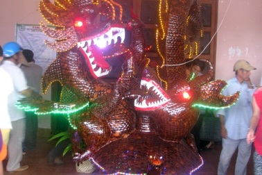 Độc đáo bộ tứ linh làm từ 2 tấn gáo dừa